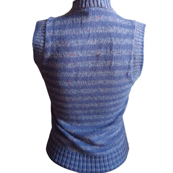Vintage Medium 70's Teasers Blue Knitted Sleeveless Sweater Vest V-Neck Womens - Picture 6 of 6